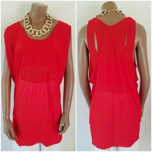 L Red Donna Karan New York Sleeveless Blouse NWT